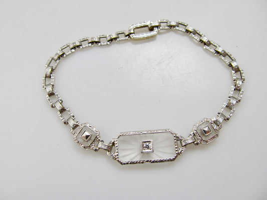 Antique camphor glass diamond bracelet
