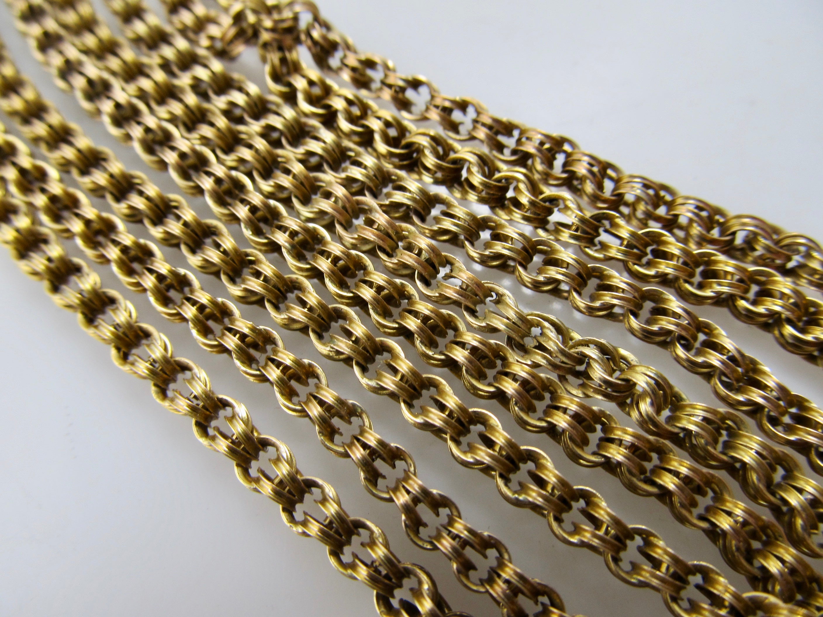 Long antique 14k yellow gold chain