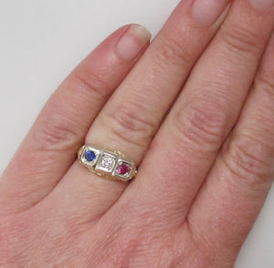 Vintage ruby sapphire diamond ring