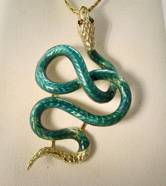Large vintage ruby snake necklace