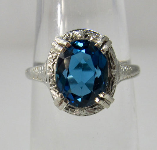 Vintage London blue topaz ring