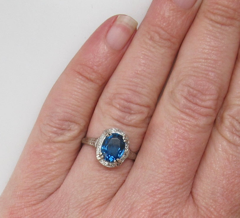 Vintage London blue topaz ring