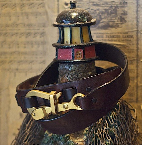 Hand Made Pelican Sailing Hook Leather belt