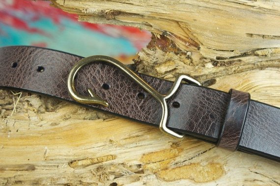 Hand Made Cape Cod Leather fish hook belt