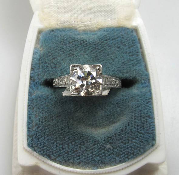 Antique Platinum Ring With A 1.30ct Center Diamond, Circa 1920