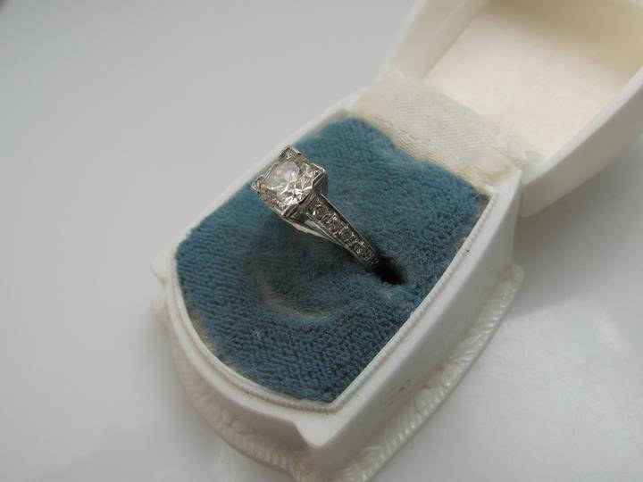 Antique Platinum Ring With A 1.30ct Center Diamond, Circa 1920