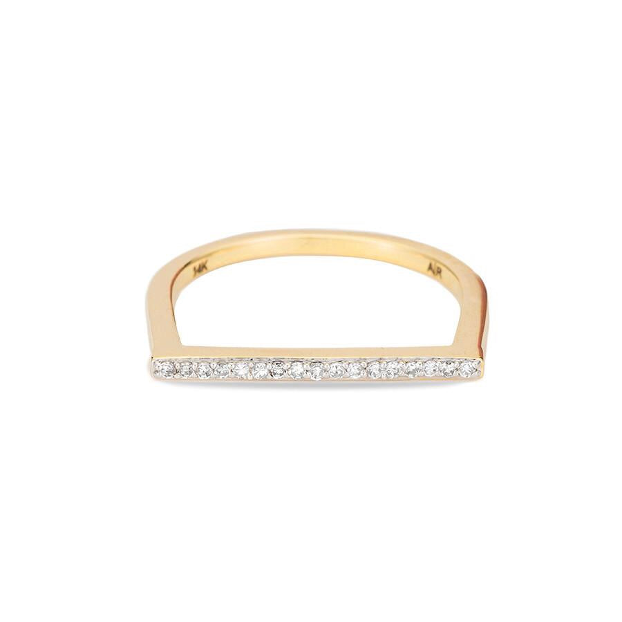Adina Reyter Yellow Gold Pavé Flat Bar Ring