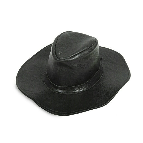 The Onyx black leather fedora Small