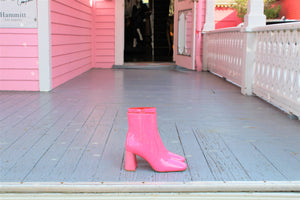 Patti Pink Patent leather booties